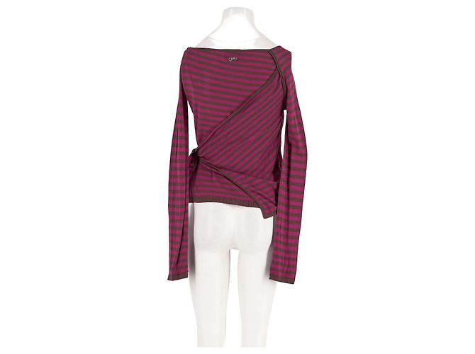 Autre Marque DAMSON MADDER Gestreifter Baumwollpullover Rosa Braun - Ansicht 2