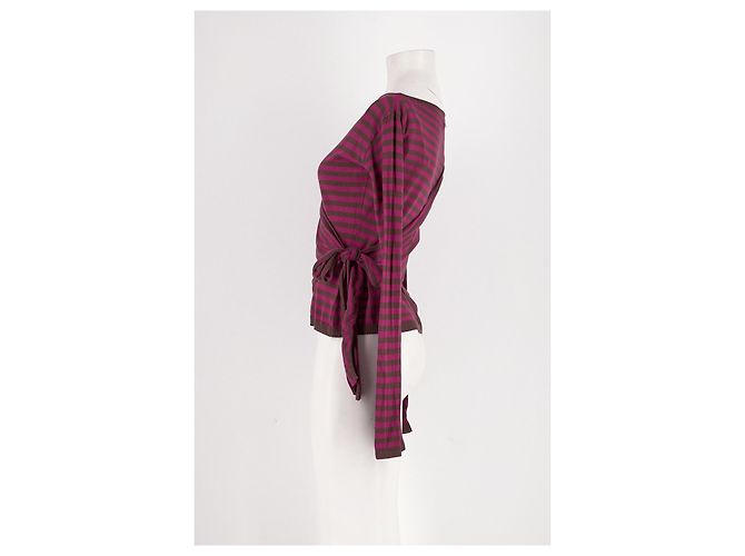 Autre Marque DAMSON MADDER Gestreifter Baumwollpullover Rosa Braun - Ansicht 3