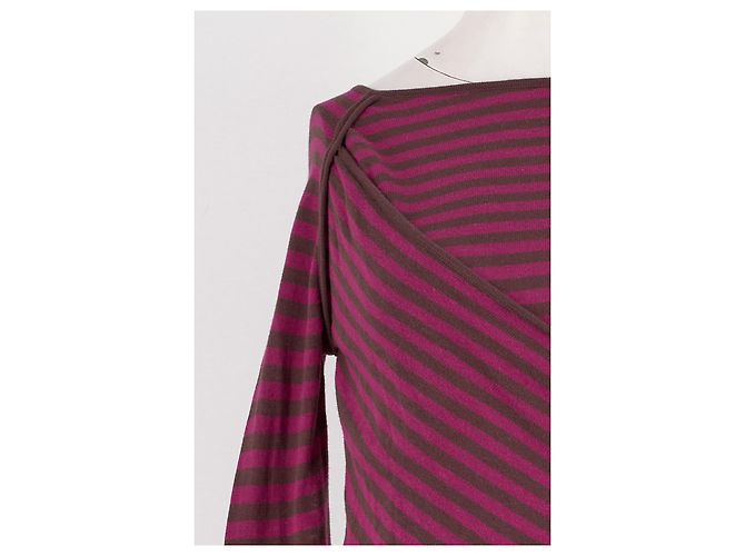 Autre Marque DAMSON MADDER Gestreifter Baumwollpullover Rosa Braun - Ansicht 6