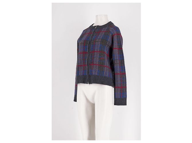 Autre Marque DAMSON MADDER Wollcardigan Grau Kariert - Ansicht 4