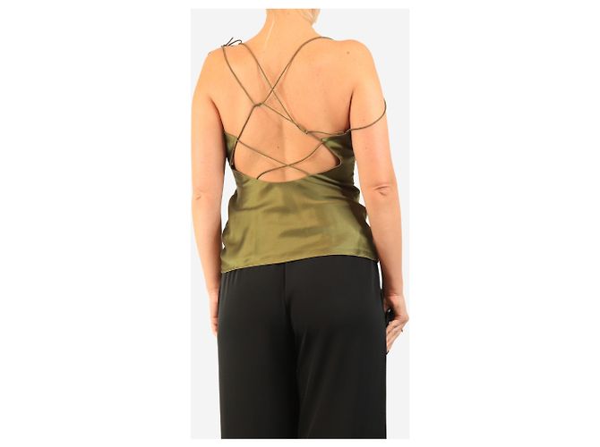 Roksanda Top de tirantes de seda satinada verde - size UK 8 - vista 2
