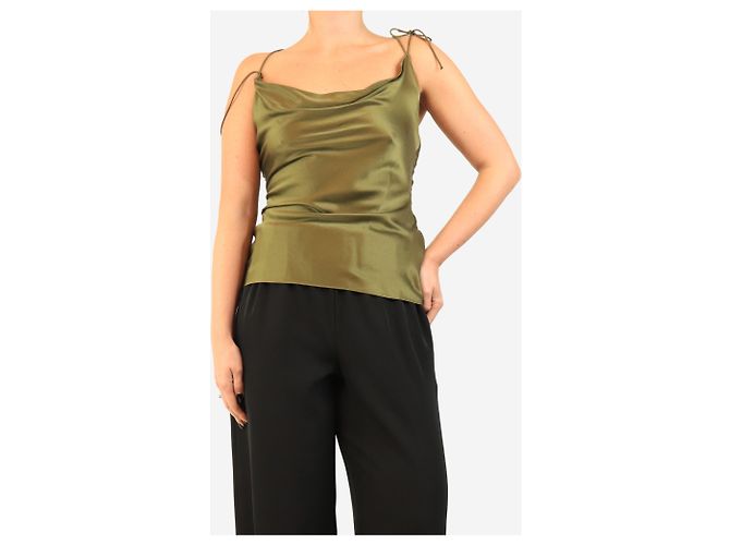 Roksanda Top de tirantes de seda satinada verde - size UK 8 - vista 3