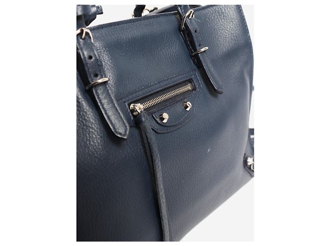 Borsa Balenciaga Papier A6 blu navy pelle - vista 8