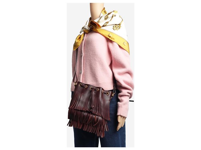 Autre Marque Borsa bucket Emmanuelle con frange bordeaux - vista 2