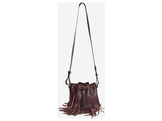 Autre Marque Borsa bucket Emmanuelle con frange bordeaux - vista 3