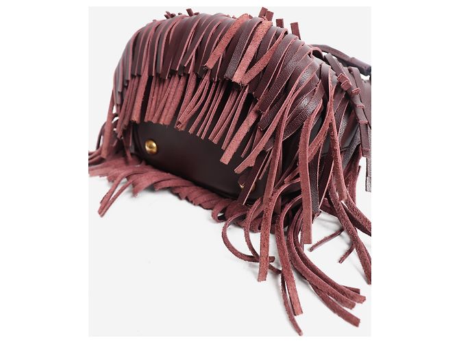 Autre Marque Borsa bucket Emmanuelle con frange bordeaux - vista 7