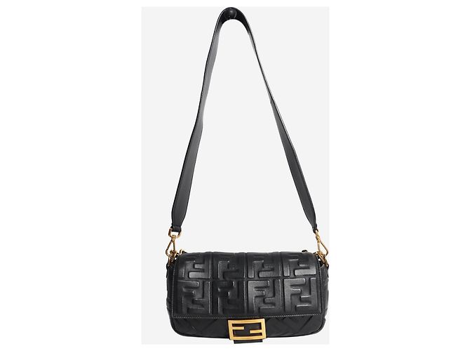 Fendi Borsa Baguette nera con FF in rilievo - vista 2