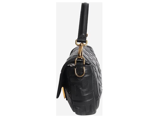 Fendi Borsa Baguette nera con FF in rilievo - vista 3
