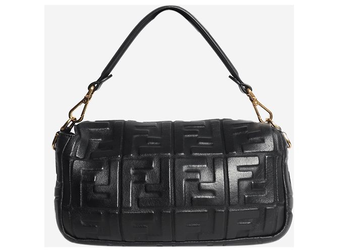 Fendi Borsa Baguette nera con FF in rilievo - vista 4