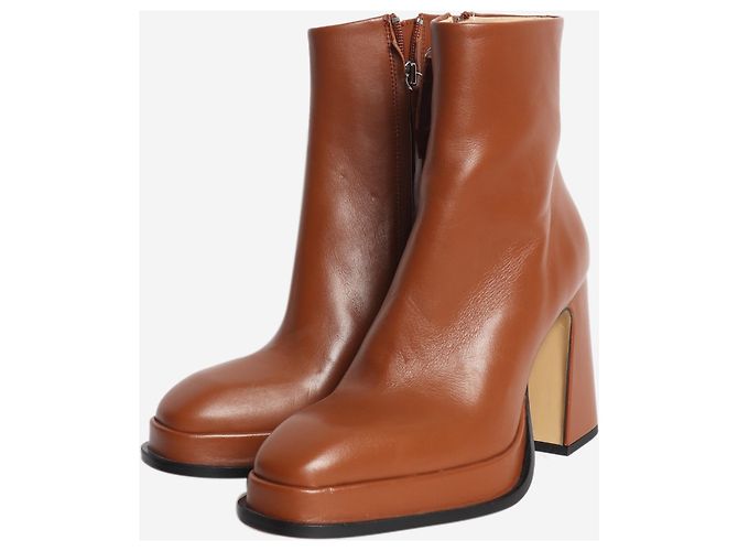 Autre Marque Botines Chueca de cuero marrón - EU 38 - vista 2