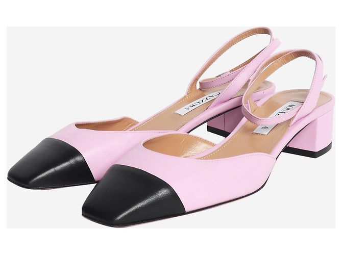 Aquazzura Décolleté slingback in pelle rosa e nera - taglia EU 37.5 - vista 2