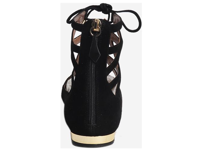 Aquazzura Scarpe basse con lacci in camoscio nero - size EU 38 - vista 3