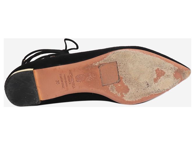 Aquazzura Scarpe basse con lacci in camoscio nero - size EU 38 - vista 4