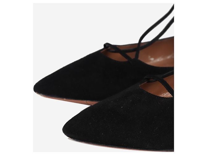 Aquazzura Scarpe basse con lacci in camoscio nero - size EU 38 - vista 5
