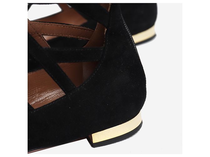 Aquazzura Scarpe basse con lacci in camoscio nero - size EU 38 - vista 6