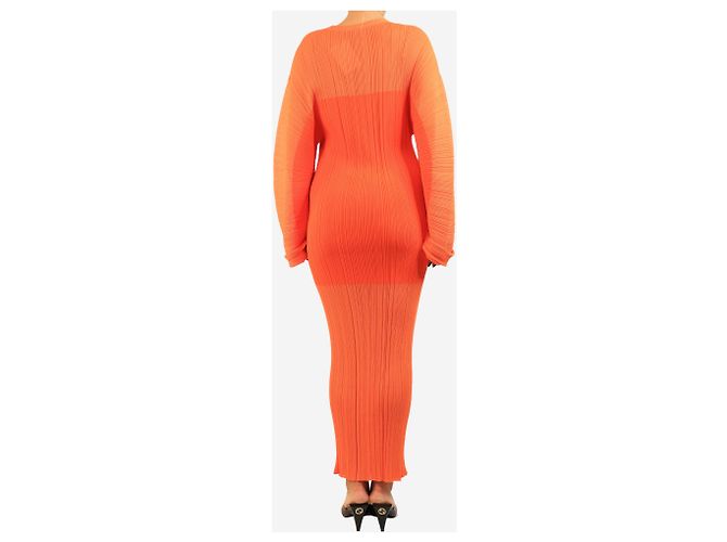 Stella Mc Cartney Oranges Rippstrick-Maxikleid mit Puffärmeln - size S - Ansicht 2