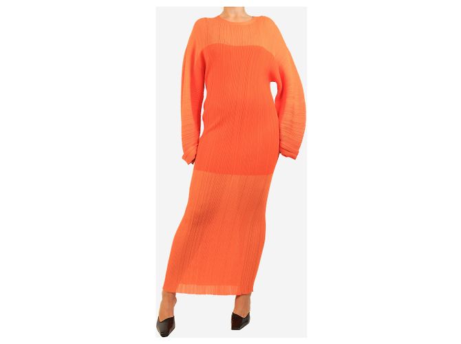 Stella Mc Cartney Oranges Rippstrick-Maxikleid mit Puffärmeln - size S - Ansicht 3
