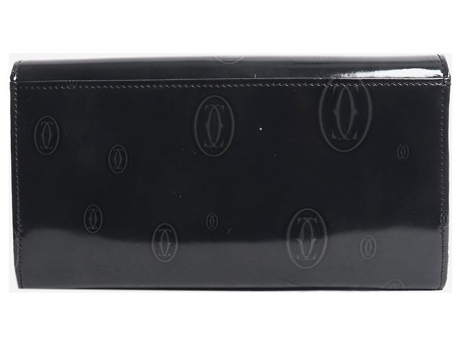 Cartier Cartera con cadena de cuero charol negro - vista 3