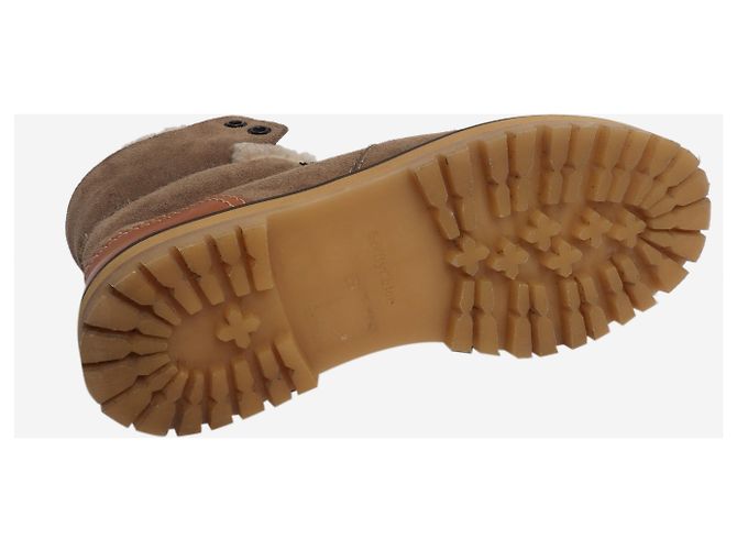 See by Chloé Stivaletti Eilieen in camoscio e pelle foderati in shearling, marroni - taglia EU 39 (UK 6) - vista 4
