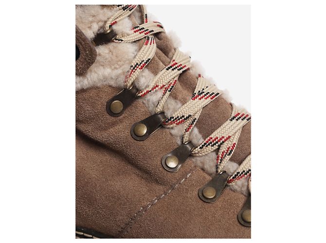 See by Chloé Stivaletti Eilieen in camoscio e pelle foderati in shearling, marroni - taglia EU 39 (UK 6) - vista 5