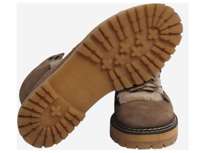See by Chloé Stivaletti Eilieen in camoscio e pelle foderati in shearling, marroni - taglia EU 39 (UK 6) - vista 7