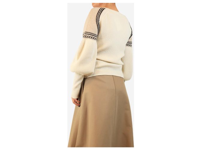 Max Mara Cosetta Jacquard-Strickpullover in Creme - size - Ansicht 2