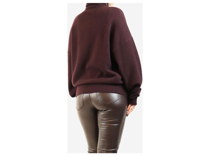 Autre Marque Rollkragenpullover aus Kaschmir in Aubergine - Ansicht 2
