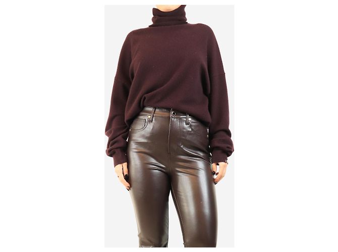 Autre Marque Rollkragenpullover aus Kaschmir in Aubergine - Ansicht 3