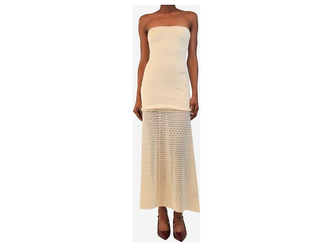 Autre Marque Bandless Strick-Midikleid in Creme - Größe XS - Ansicht 3