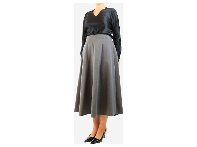 Brunello Cucinelli Falda midi evasé gris - size UK 14 - vista 2