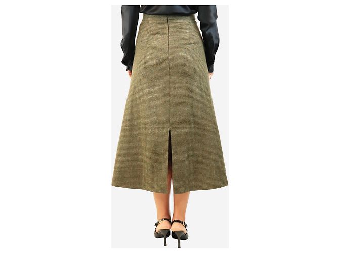 Autre Marque Falda Dogtooth con paneles de terciopelo marrón y verde - size L - vista 3