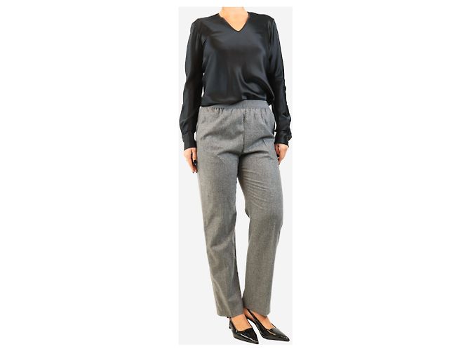 Agnona Hose mit elastischem Bund in Grau meliert - size UK 10 - Ansicht 2