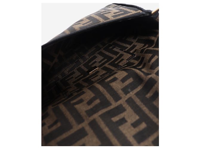 Fendi Mini borsa baguette in jacquard FF marrone - vista 7