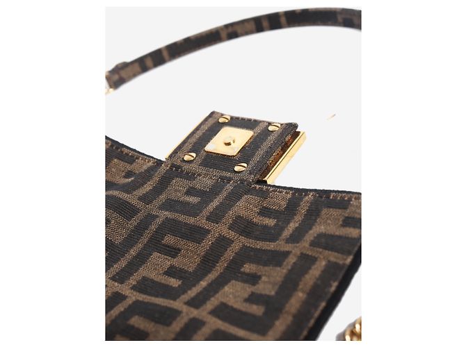 Fendi Mini borsa baguette in jacquard FF marrone - vista 8