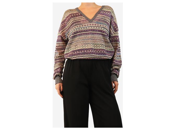 M Missoni V-Ausschnitt Pullover in Lila und Gelb - size S - Ansicht 3