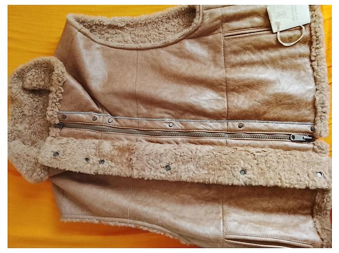 Brunello Cucinelli Leder-Shearling-Weste Brown - Ansicht 8