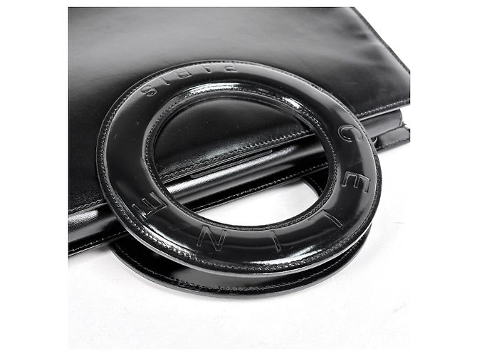 Céline Borsa a mano Celine in pelle nera con manico circolare - vista 8