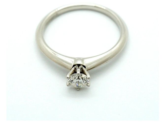 Autre Marque Tiffany & Co. Solitär-Bandring aus Platin mit Diamant - vista 3