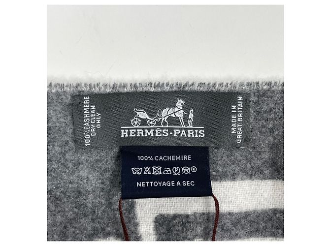 Hermès Sciarpa in cashmere grigia Hermes - vista 5