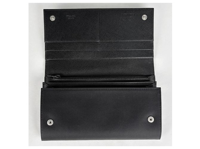 Portafoglio lungo Prada bifold in nylon nero - vista 5