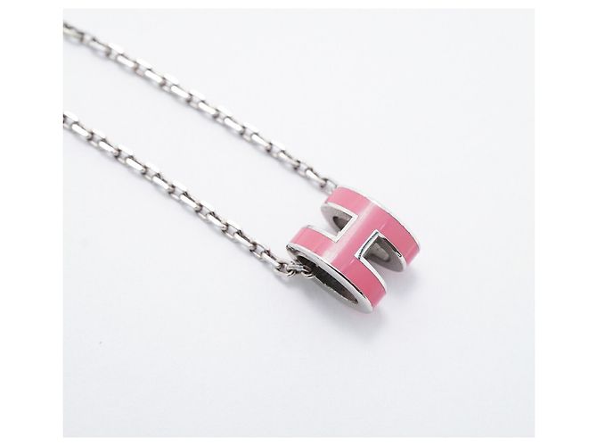 Hermès Collana Mini Pop in metallo Hermes, Argento e Rosa - vista 2