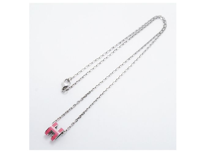 Hermès Collana Mini Pop in metallo Hermes, Argento e Rosa - vista 3