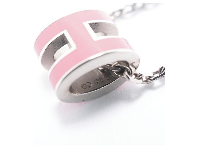 Hermès Collana Mini Pop in metallo Hermes, Argento e Rosa - vista 6