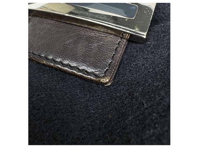 Borsa a spalla Fendi in tessuto nero - vista 4
