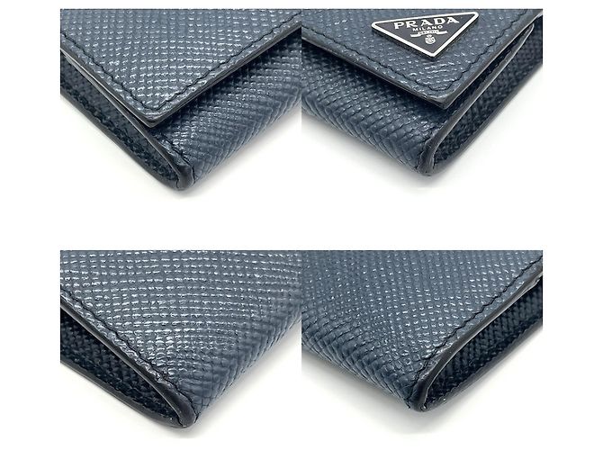 Prada Saffiano Triangle Coin Case in Navy - view 3