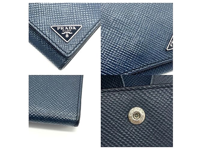 Prada Saffiano Triangle Coin Case in Navy - view 5