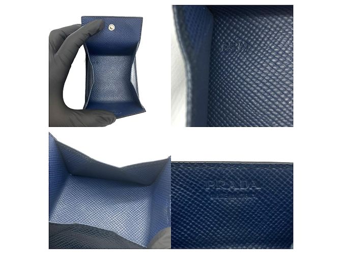 Prada Saffiano Triangle Coin Case in Navy - view 6
