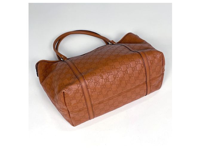 Borsa Tote Gucci Guccissima in pelle marrone - vista 2
