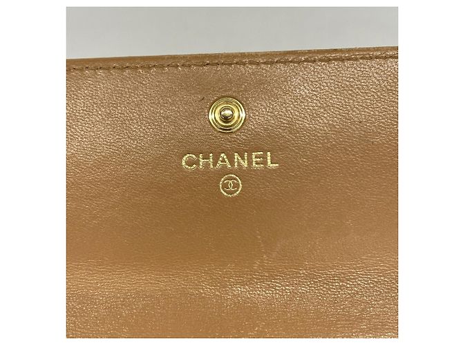 Chanel Langer Geldbeutel aus hellbraunem Lammleder - Ansicht 4