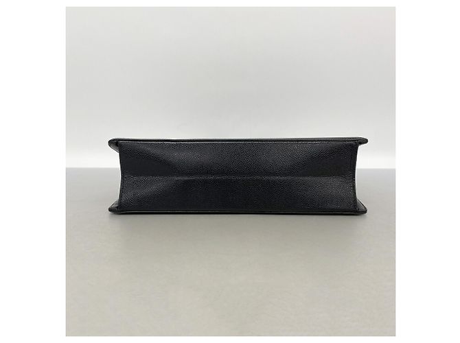 Borsa Tote Chanel in pelle di vitello grana nera - vista 3